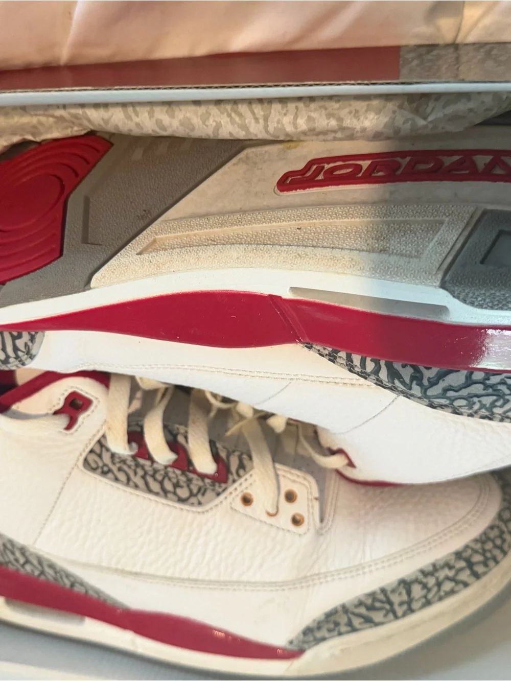 Jordan Men's White and Red Athletic Sneakers Cardinal Red